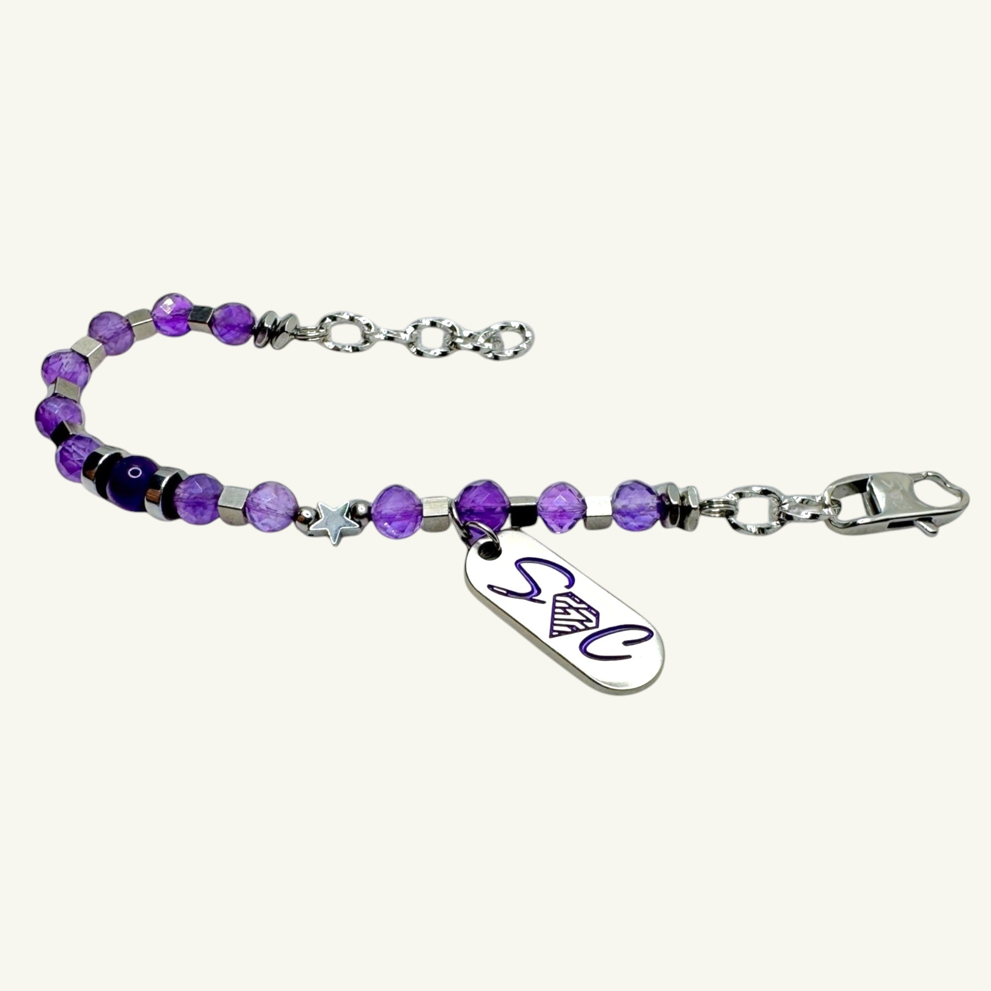 Bracciale ametista sfaccettata con stella Sharifa Crystals